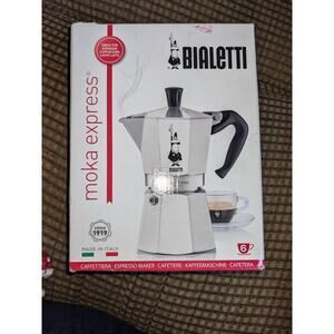 New-Bialetti-stove top espresso maker, moka express 6 cup